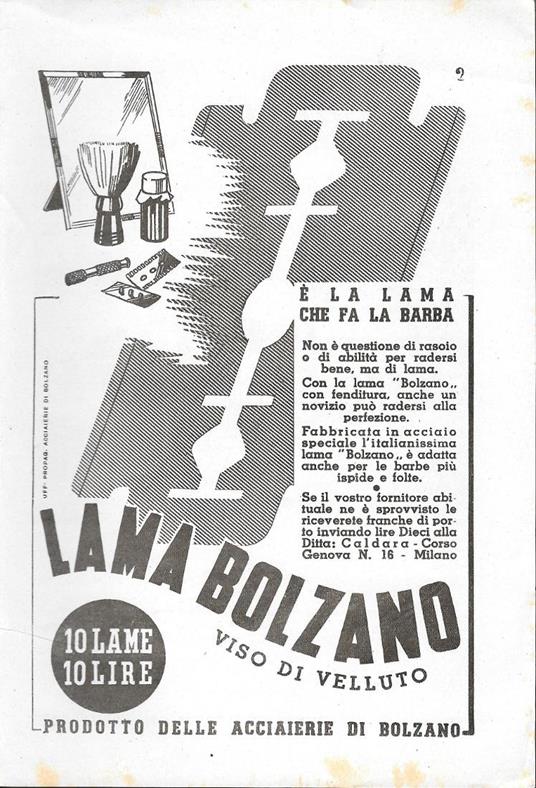 Lama Bolzano/I nostri laghi ENIT. Advertising 1942 fronte retro - copertina