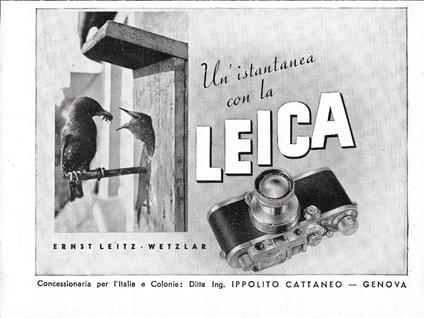 Un'istantanea con la Leica/Ortisei. Advertising 1942 fronte retro - copertina