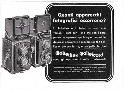Rolleiflex Rolleicord sono gli apparecchi reflex universali. Advertising 1942 - copertina