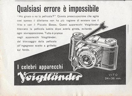 I celebri apparecchi Voigtlander. Qualsiasi errore è impossibile. Advertising 1942 - copertina