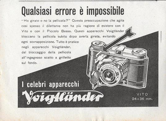 I celebri apparecchi Voigtlander. Qualsiasi errore è impossibile. Advertising 1942 - copertina