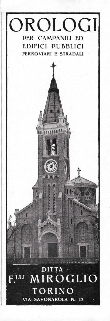 Orologi per campanili ditta F.lli Miroglio Torino. Advertising 1942 - copertina