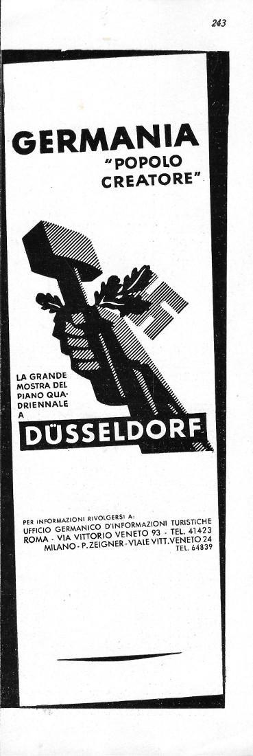 Dusseldorf la grande mostra del piano quadriennale. Advertising 1942 - copertina