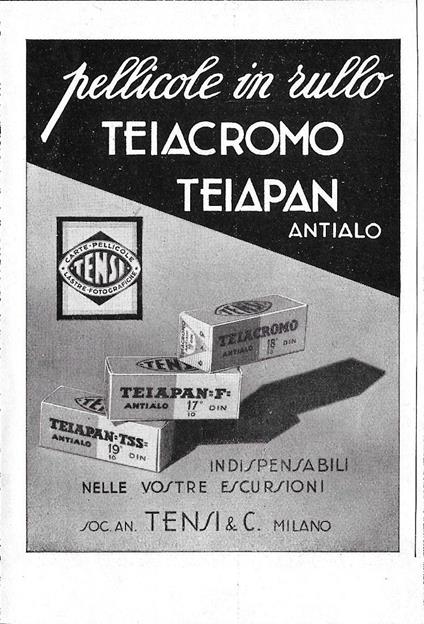 Pellicole in rullo Teiacromo, Teiapan. Tensi. Advertising 1942 - copertina