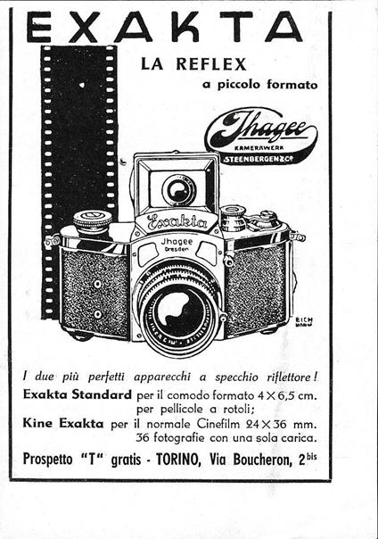 Exakta la reflex a piccolo formato. Advertising 1942 - copertina