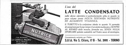Nutrice latte condensato zuccherato. Advertising 1942 - copertina