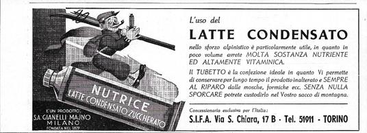 Nutrice latte condensato zuccherato. Advertising 1942 - copertina