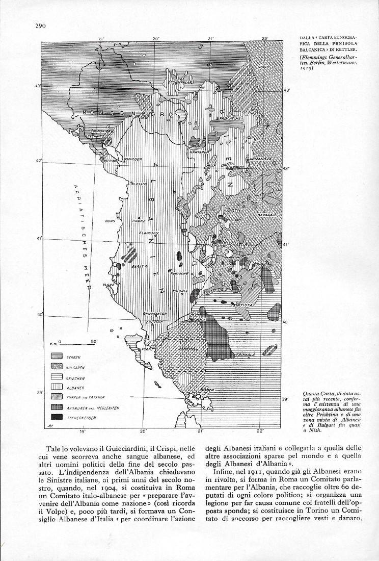 Cartine etnografiche dell'Albania. Stampa 1942