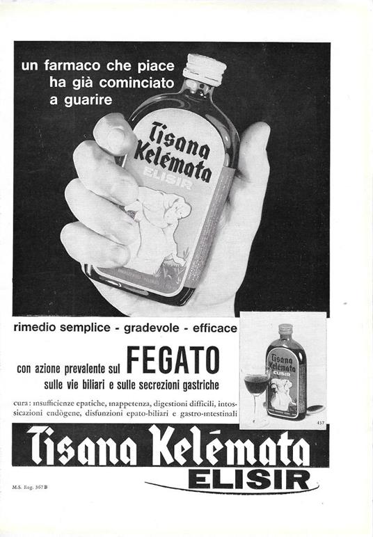 Tisana Kelemata Elisir. Advertising 1963 - copertina