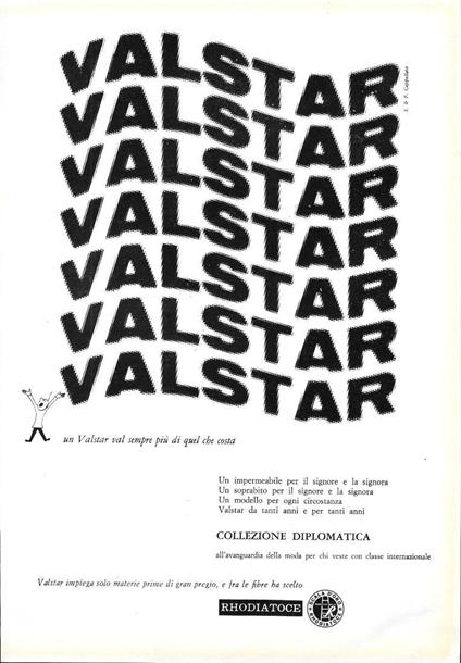 Valstar Confezioni. Advertising 1963 - copertina