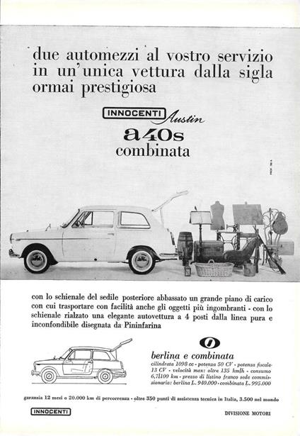 Innocenti Austin a40s. Advertising 1963 - copertina