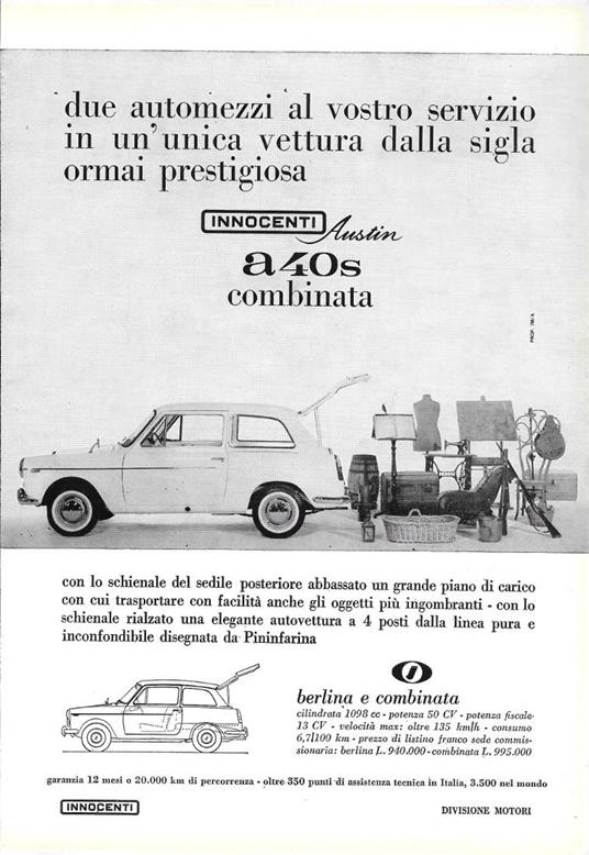 Innocenti Austin a40s. Advertising 1963 - copertina