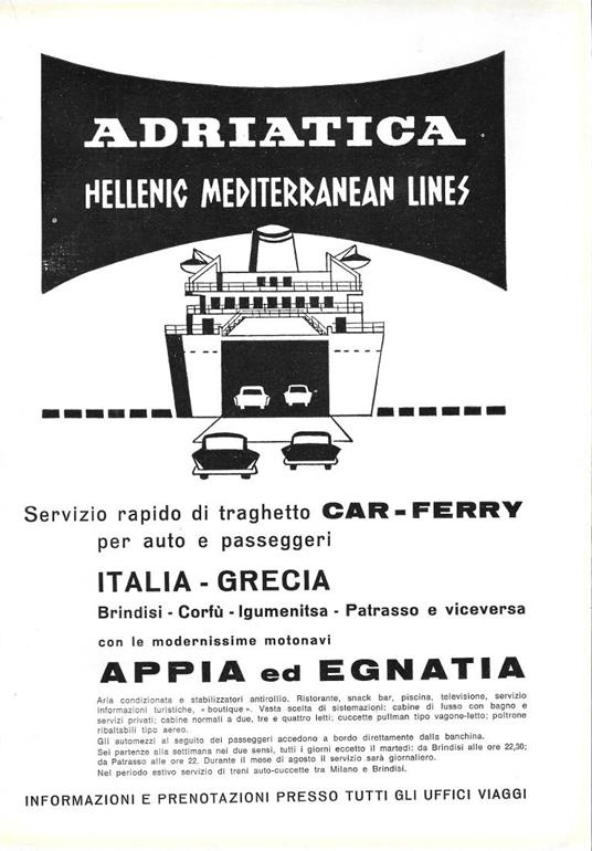 Adriatica - Hellenic Mediterranean Lines. Advertising 1963 - copertina