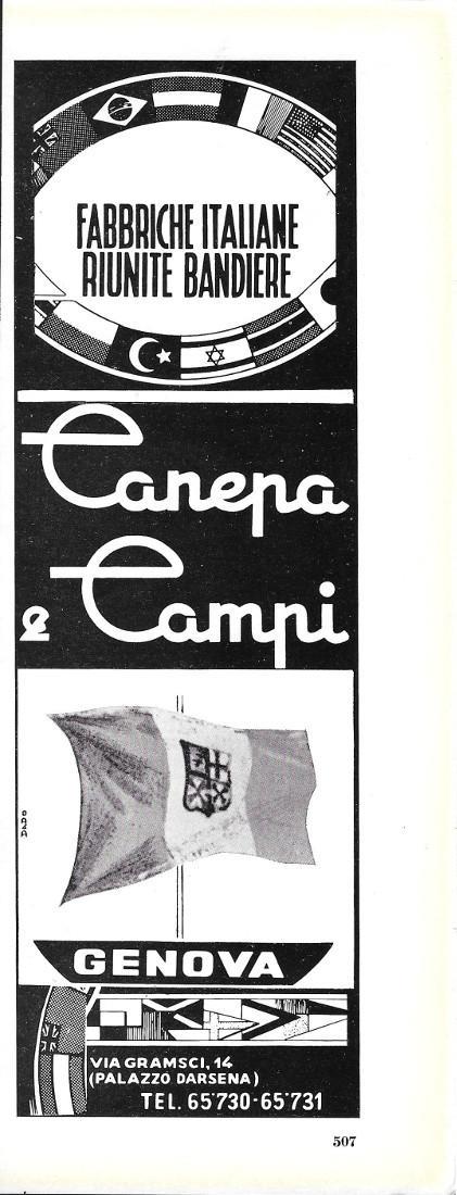 Canepa&Campi. Fabbriche Italiane Riunite Bandiere. Advertising 1963 - copertina