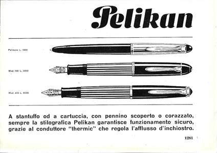 Pelikan stilografiche. Advertising 1963 - copertina