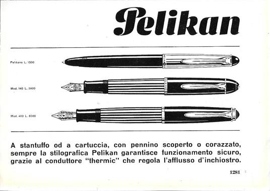 Pelikan stilografiche. Advertising 1963 - copertina