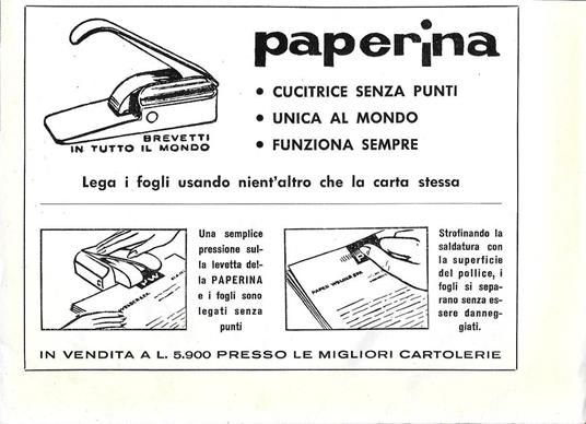 Paperina la cucitrice senza punti. Advertising 1963 - copertina
