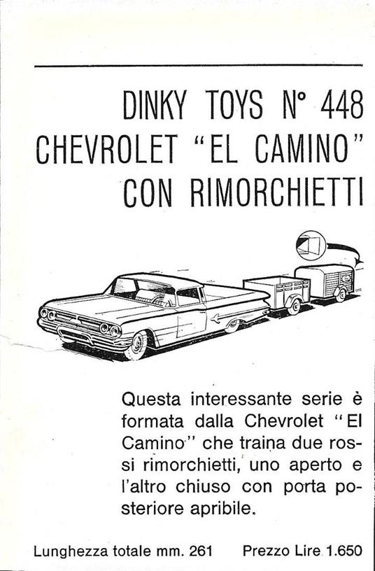 Dinky Toys no. 448. Chevrolt El Camino con rimorchietti. Advertising 1963 - copertina