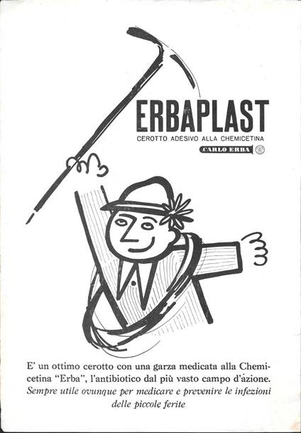 Erbaplast. Cerotto adesivo alla chemicetina. Carlo Erba. Advertising 1961 - copertina