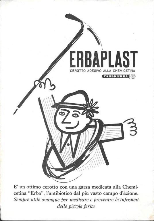 Erbaplast. Cerotto adesivo alla chemicetina. Carlo Erba. Advertising 1961 - copertina