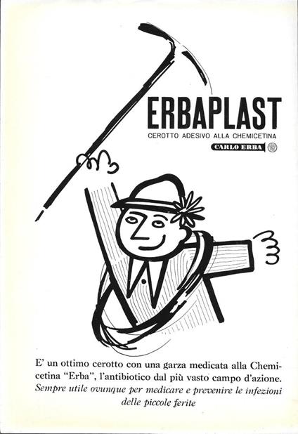 Erbaplast. Cerotto adesivo / BP Touring Service. Advertising 1961 fronte/retro - copertina