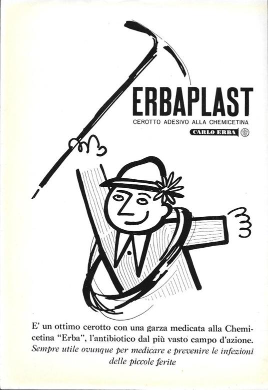 Erbaplast. Cerotto adesivo / BP Touring Service. Advertising 1961 fronte/retro - copertina