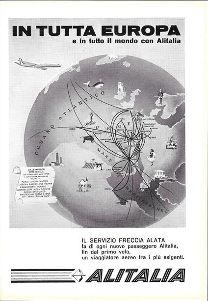 Alitalia. In tutta l'Europa e in tutto il mondo. Advertising 1961 - copertina