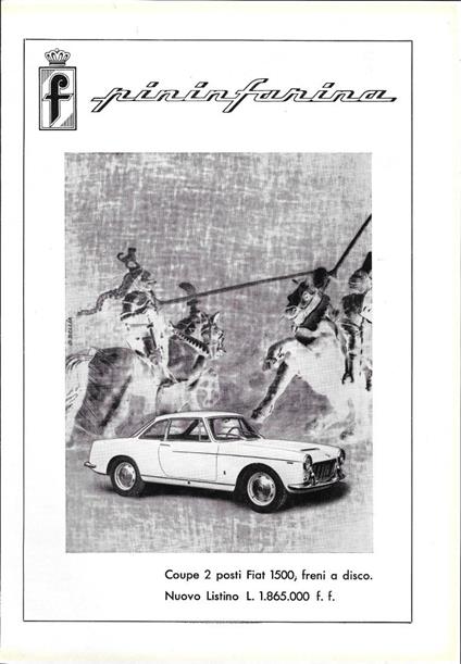 Pininfarina Fiat coupe 1500. Advertising 1961 - copertina