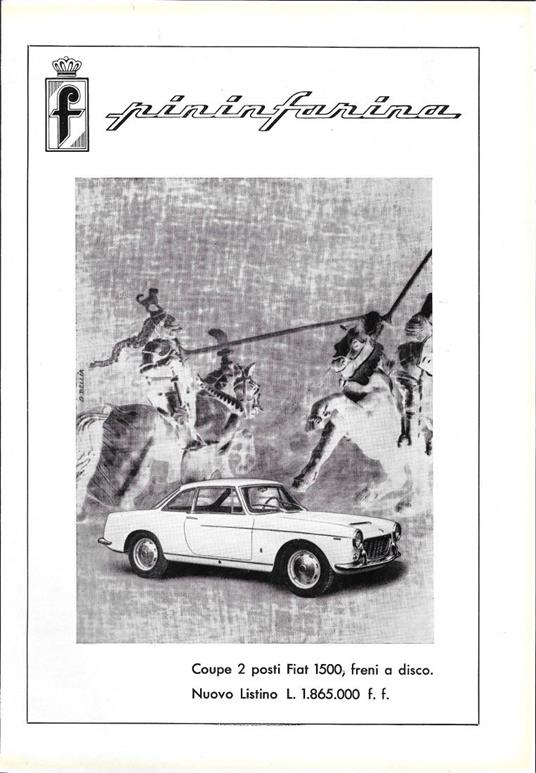 Pininfarina Fiat coupe 1500. Advertising 1961 - copertina