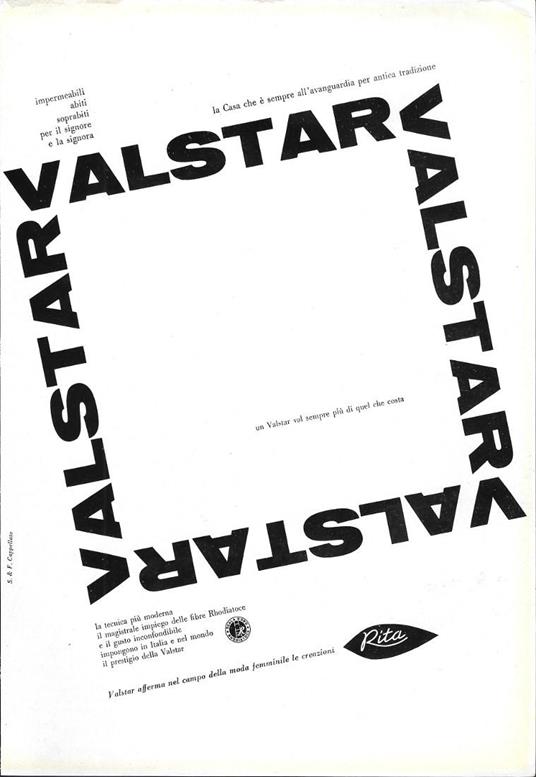 Valstar. Advertising 1961 - copertina