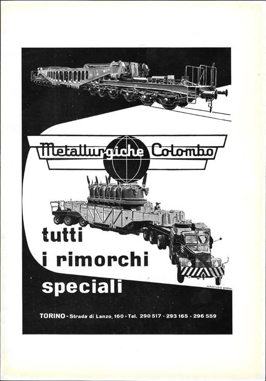 Metallurgiche Colombo tutti i rimorchi speciali. Advertising 1961 - copertina