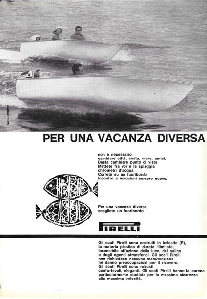 Fuoribordo Pirelli per una vacanza diversa. Advertising 1961 - copertina