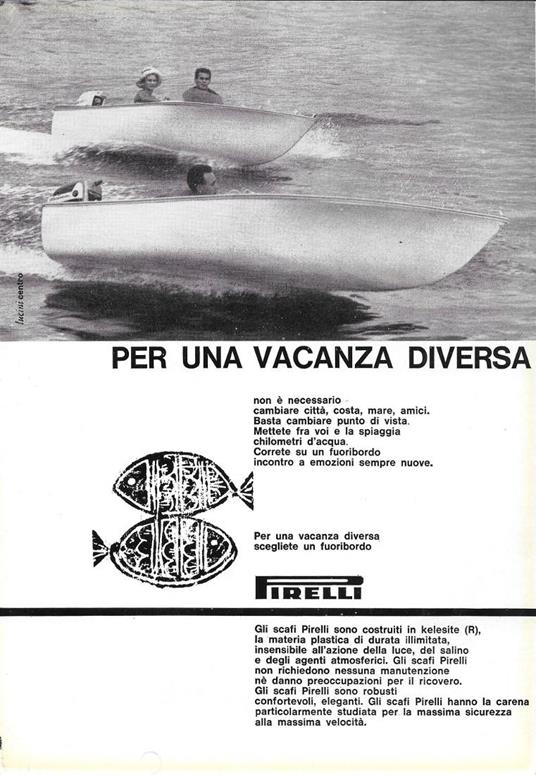 Fuoribordo Pirelli per una vacanza diversa. Advertising 1961 - copertina