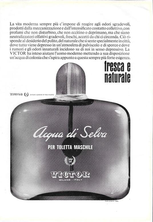 Victor. Acqua di Selva per la toletta maschile. Advertising 1964 - copertina