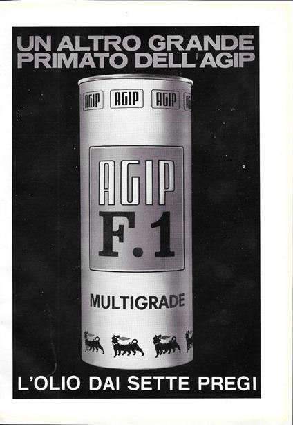AGIP F.1 l'olio dai sette pregi. Advertising 1964 - copertina