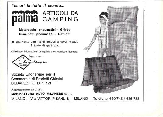 Palma articoli per camping. Advertising 1964 - copertina