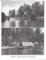 Uallam, tipiche barche del Travancore. Stampa 1934