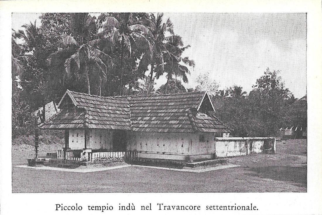 Piccolo tempio indù nel Travancore settentrionale. Stampa 1934