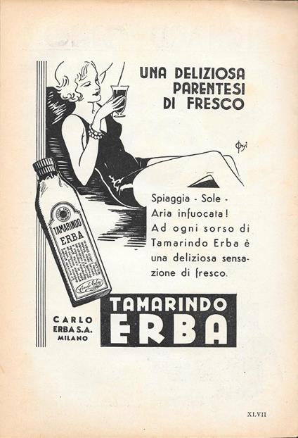 Tamarindo Erba. Advertising 1936 - copertina