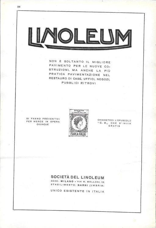 Linoleum. Advertising 1930 - copertina