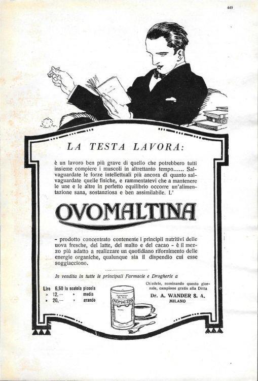 Ovomaltina. La testa lavora. Advertising 1930 - copertina