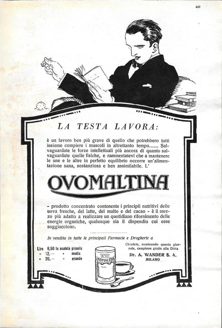 Ovomaltina. La testa lavora. Advertising 1930
