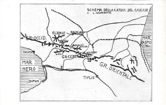 Schema della catena del Caucaso. Stampa 1930 - copertina