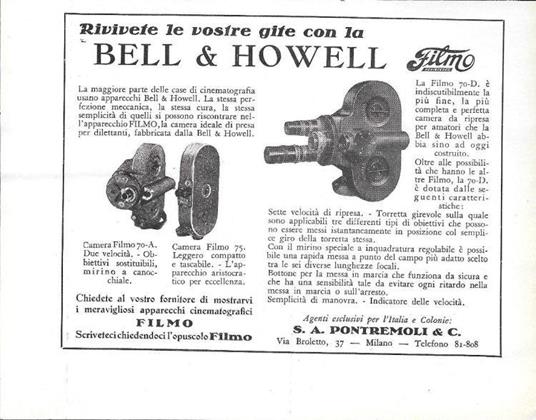 Rivivete le vostre gite con Bell & Howell. Pubblicità 1930 - copertina