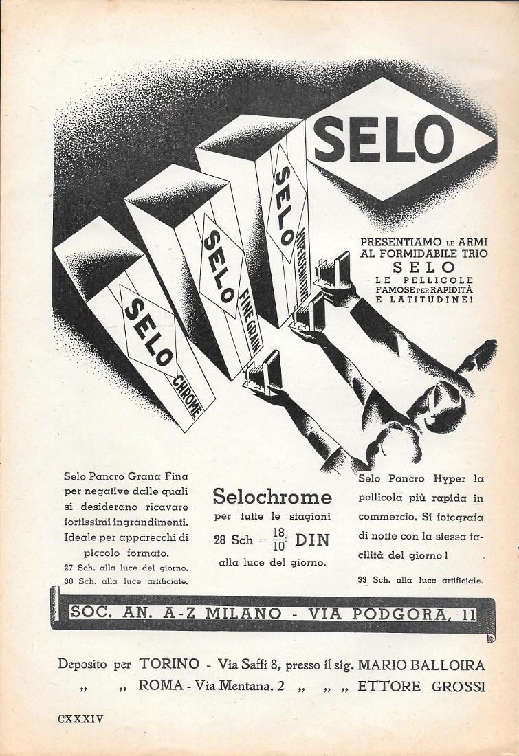 Selo pellicole fotografiche. Advertising 1935