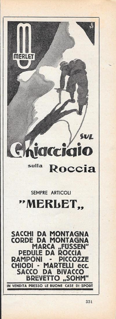 Merlet. Sul ghiaccio sulla roccia. Advertising 1935