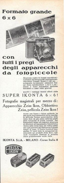 Fotocamera Super Ikonta 6x6 Zeiss. Advertising 1935 - copertina