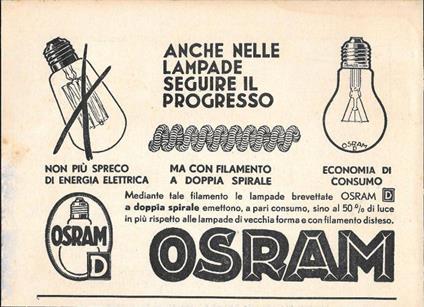 Osram. Anche nelle lampade seguire il progresso. Advertising 1935 - copertina