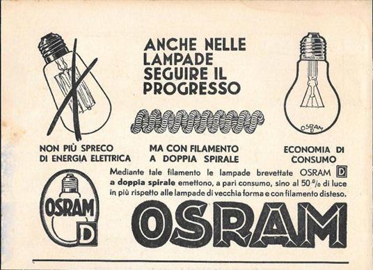 Osram. Anche nelle lampade seguire il progresso. Advertising 1935 - copertina
