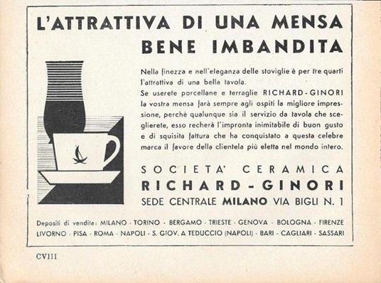 Società Ceramica Richard-Ginori. Advertising 1935 - copertina